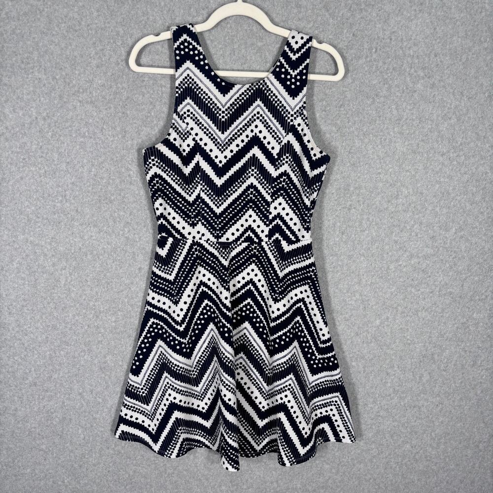 Maurices‎ Dress Medium Navy Mini Cutout Flowy Aztec Polka Dot Southwest Resort